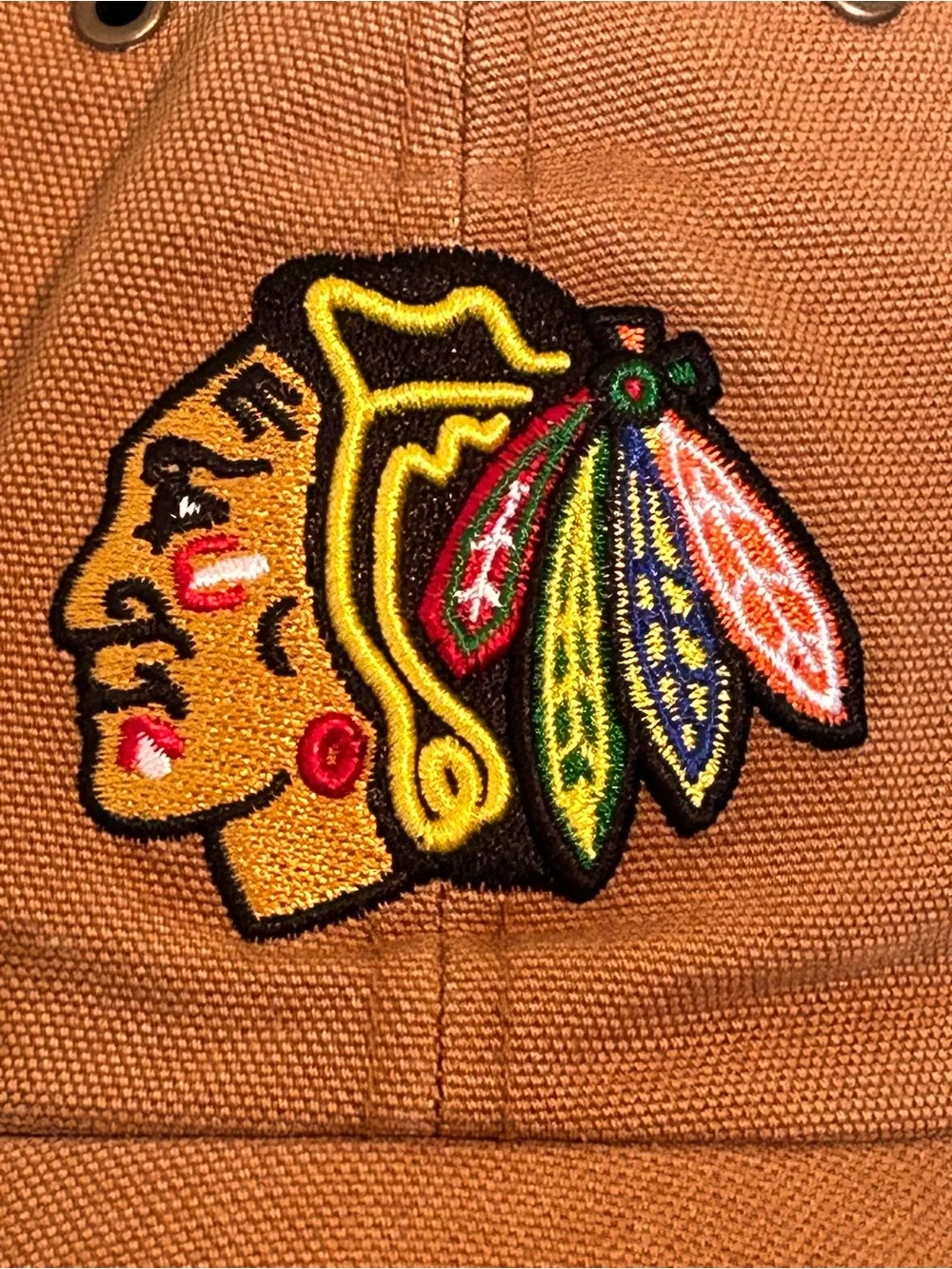 Carhartt x '47 Brand Chicago Blackhawks NHL Hat Brown Canvas Clean Up Strapback